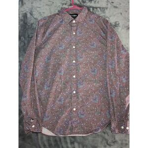 Bonobos Shirt Mens Medium Ls Maroon Paisley Slim Fit Italian Shirting Liberty